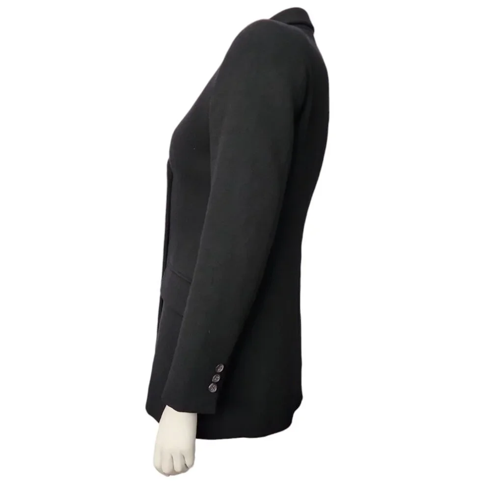 J Crew Blazer Jacket Womens Size 2 100% Wool Solid All‎ Black Double Breasted - Picture 2 of 5